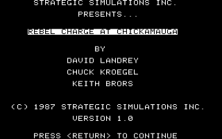 Rebel Charge At Chickamauga Title Screen